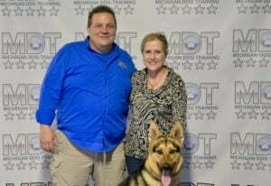 Cindy and Dan O’Conner with their dog Izzy