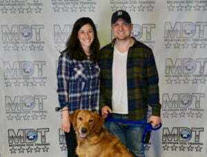Megan and Andrew Johnson reunited with their dog Stella